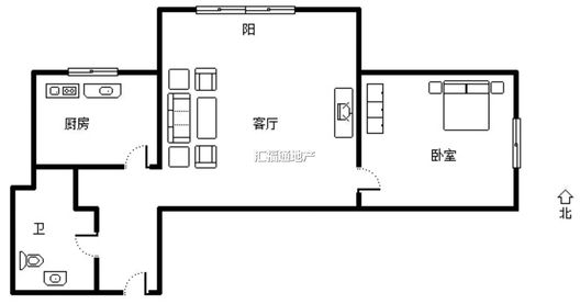 K2狮子城1室1厅1卫户型图