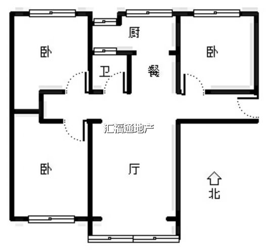 华融现代城3室2厅1卫户型图