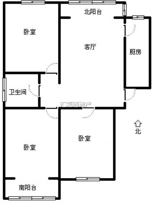 水岸花城3室2厅1卫户型图