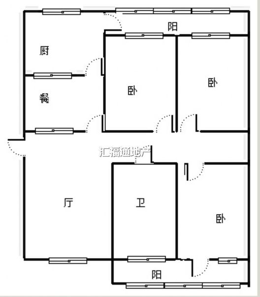 涿州市医院家属院3室2厅1卫户型图