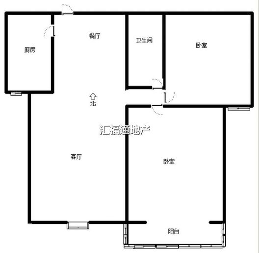 水岸花城2室2厅1卫户型图