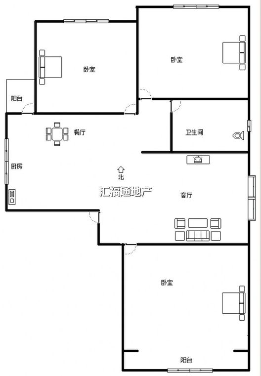 天伦湾嘉园3室2厅1卫户型图