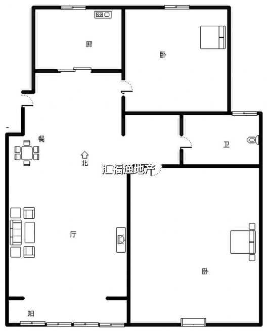 天地新城2室1厅1卫户型图