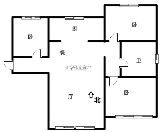 鸿坤理想湾3室2厅1卫户型图