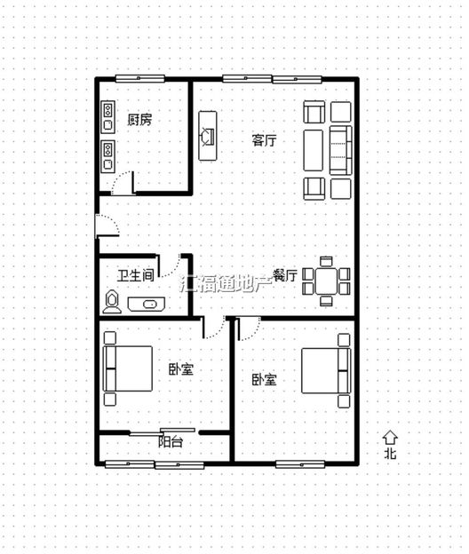 县府小区2室2厅1卫户型图