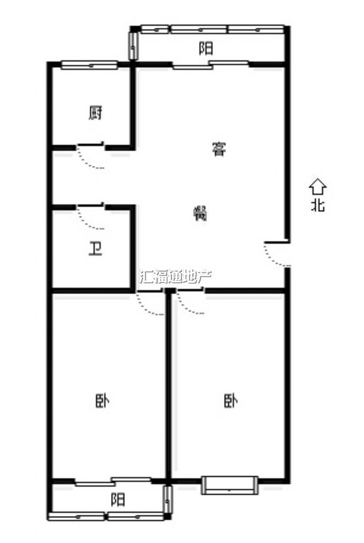 鹏润四季花园2室2厅1卫户型图