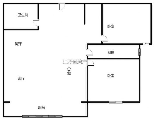 香邑溪谷玫瑰园2室1厅1卫户型图