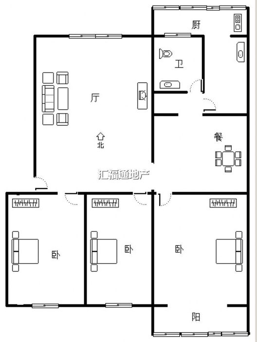水利局小区3室2厅1卫户型图