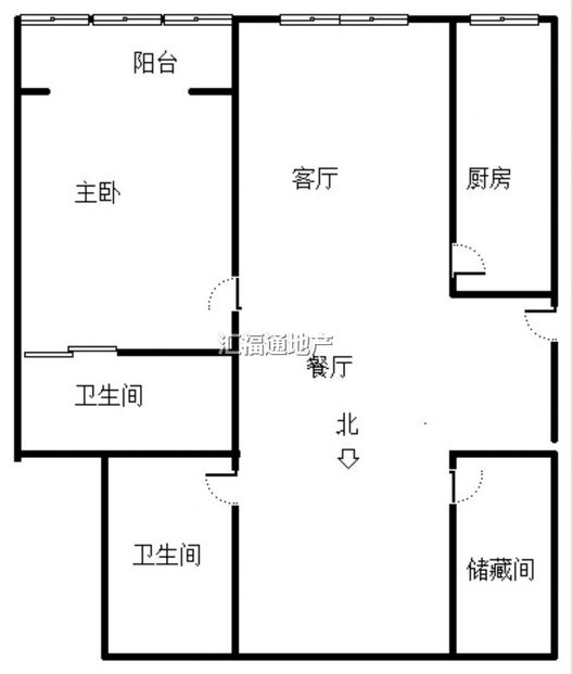 汇元国际2室2厅2卫户型图