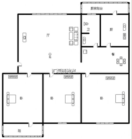 槐林新村3室2厅1卫户型图