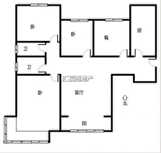 高铁新干线3室2厅2卫户型图