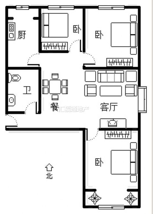 幸福城小区3室2厅1卫户型图