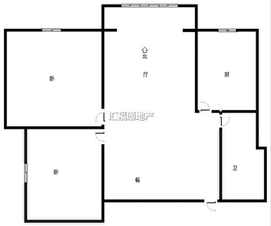 鹏渤印象城·牛津花园2室2厅1卫户型图