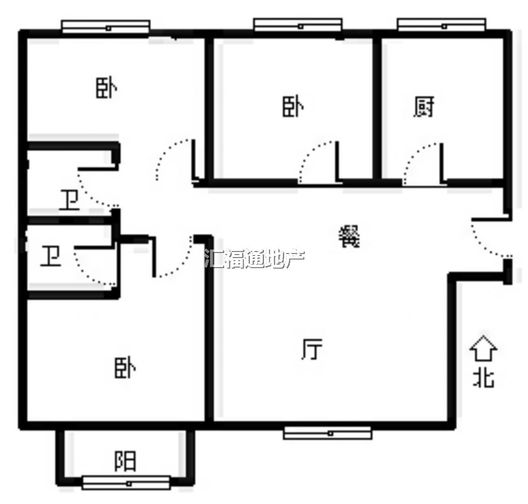 华阳风景小区3室1厅2卫户型图