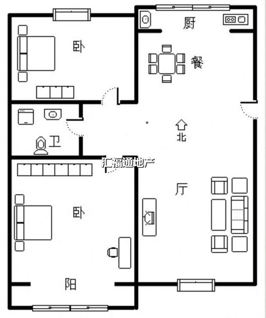 新府阳光一号院2室2厅1卫户型图