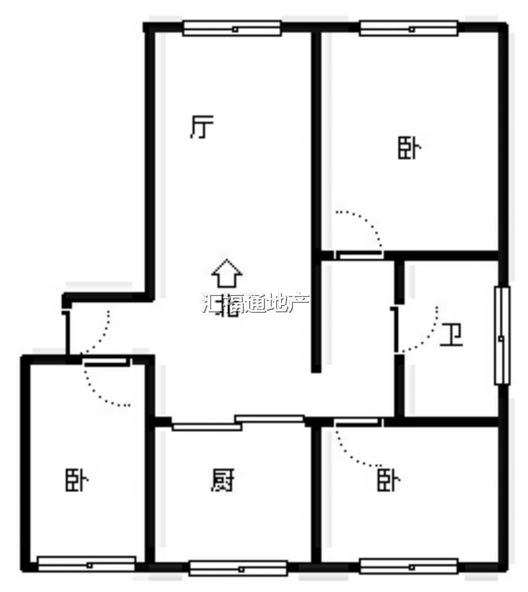 高铁新干线3室2厅1卫户型图