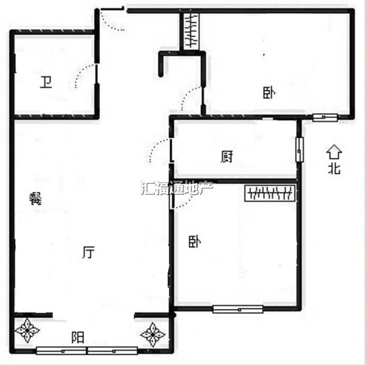 鹏渤印象城·牛津花园2室2厅1卫户型图