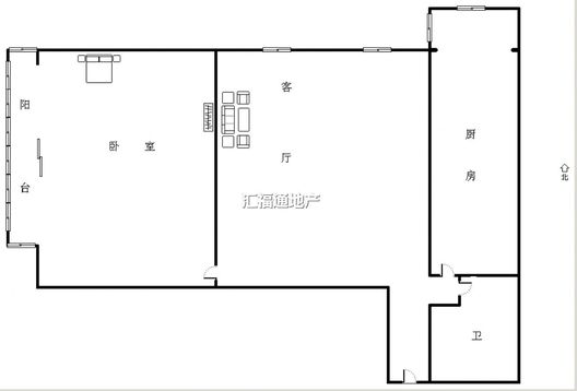 紫竹园1室1厅1卫户型图