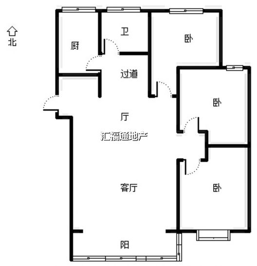 平安D区3室2厅1卫户型图