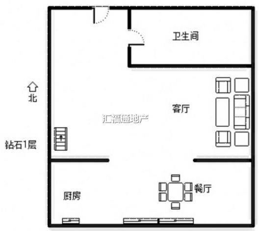惠友钻石广场（AB座）2室1厅2卫户型图
