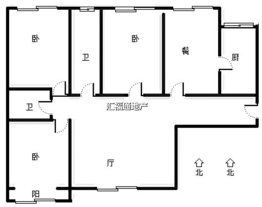 水岸花城3室1厅2卫户型图