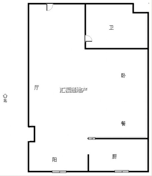 名流美域1室1厅1卫户型图