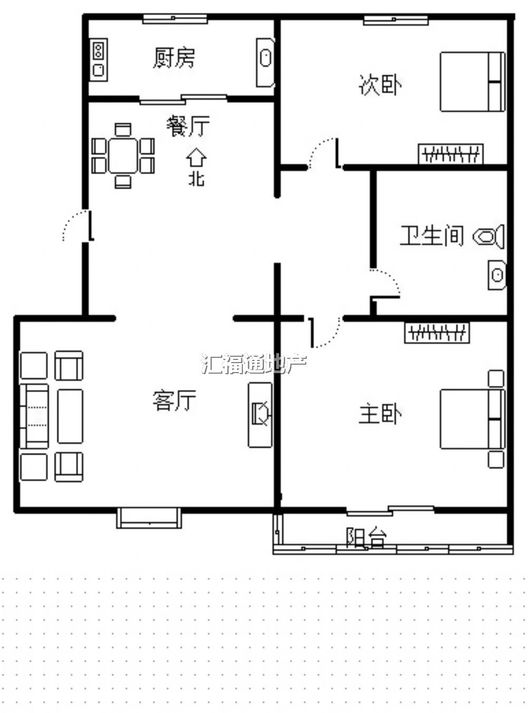 宏远二号院2室2厅1卫户型图