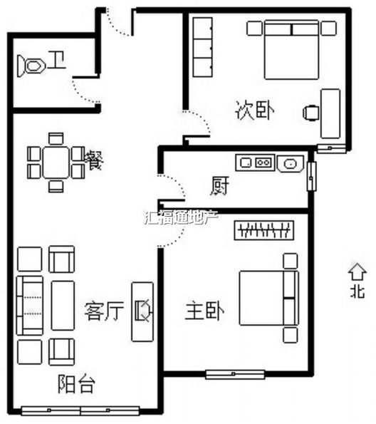 K2狮子城2室1厅1卫户型图