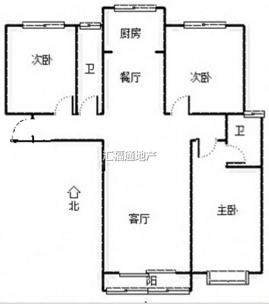 天保绿城3室2厅2卫户型图