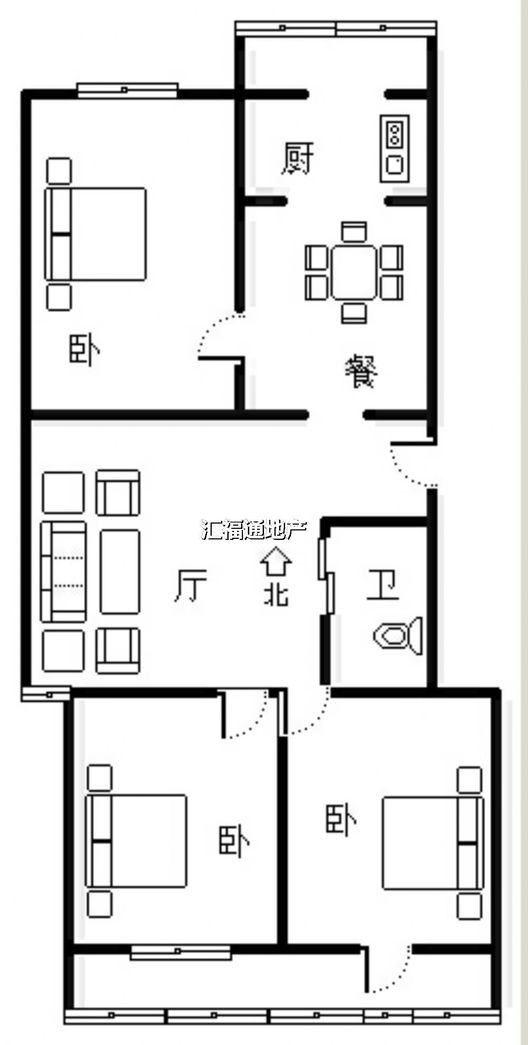 蓝天网架厂小区3室2厅1卫户型图