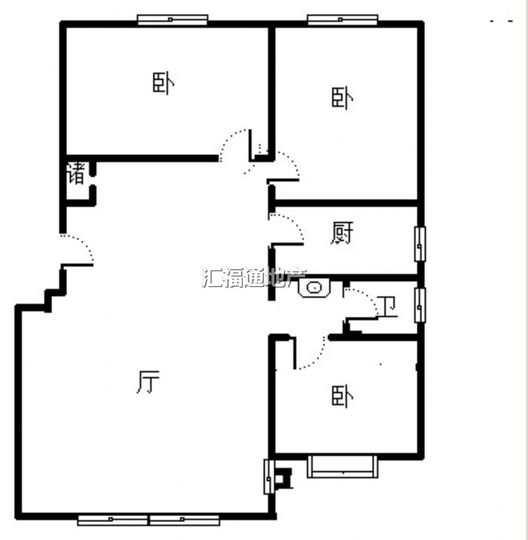 惠友钻石广场3室2厅1卫户型图