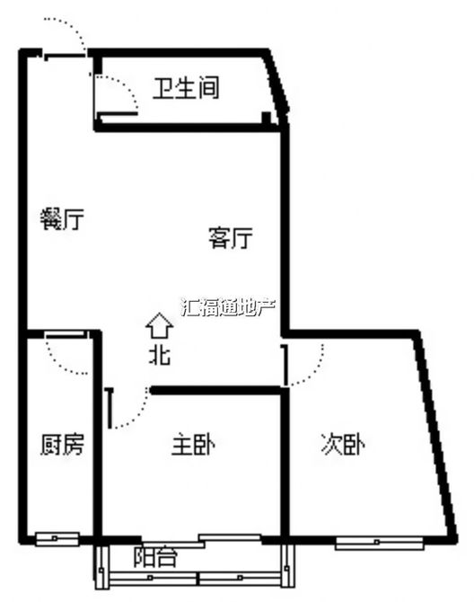 汇元上城2室1厅1卫户型图