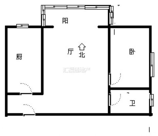 水岸花城1室1厅1卫户型图