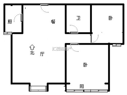 水岸花城2室1厅1卫户型图