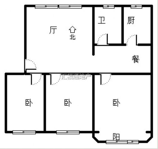 教委家属院（教育局家属院）3室1厅1卫户型图