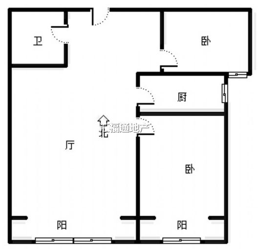 翡翠城（涿郡东区）2室2厅1卫户型图