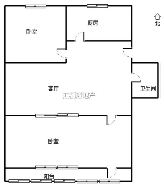 铁道部建厂局小区（范阳路）2室1厅1卫户型图