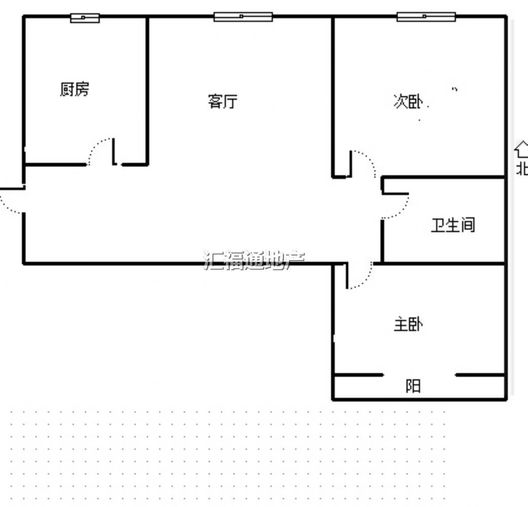 京中美居2室1厅1卫户型图