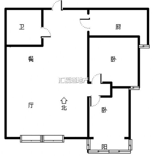 联合一号院2室2厅1卫户型图