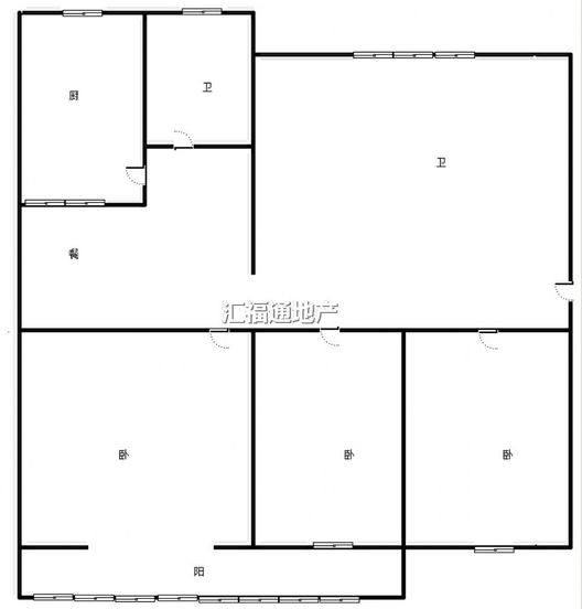 工商局小区（冠云西路）3室2厅1卫户型图