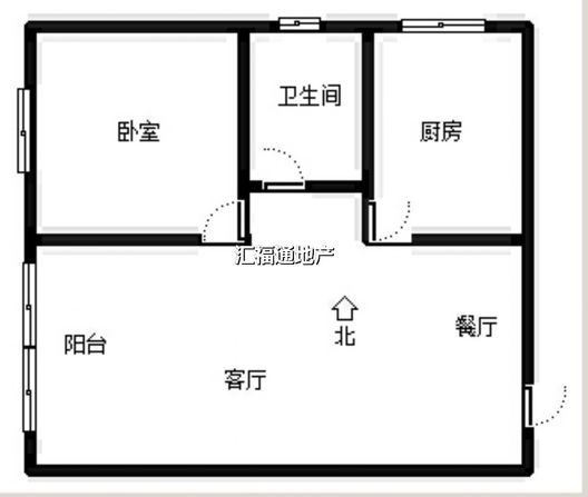 水岸花城1室1厅1卫户型图