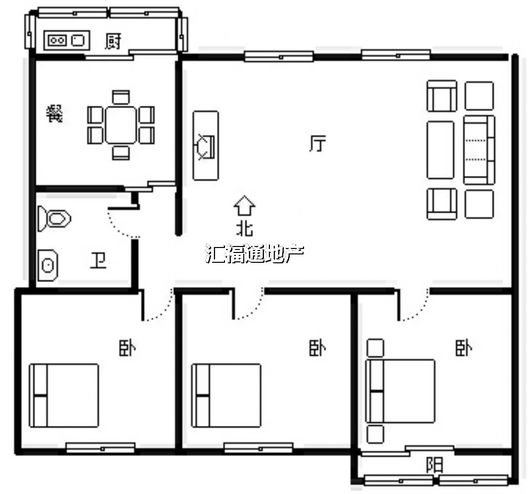 范阳小区3室2厅1卫户型图
