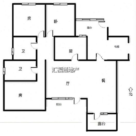 鸿坤理想湾3室2厅2卫户型图