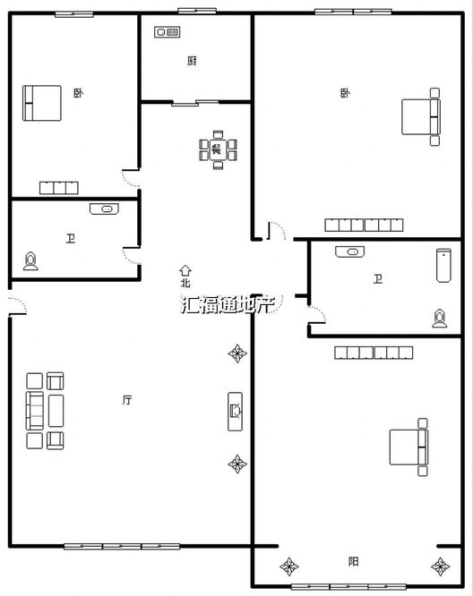 绿茵家园3室2厅1卫户型图