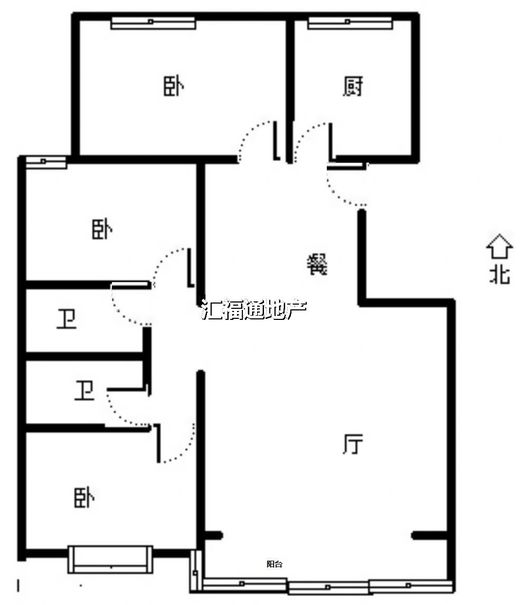 鸿盛凯旋门3室2厅1卫户型图