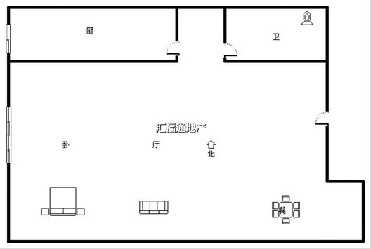 汇元四季橙1室1厅1卫户型图
