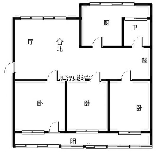 检查家属院（东关）3室2厅1卫户型图