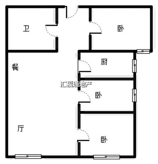鸿坤理想湾3室2厅1卫户型图