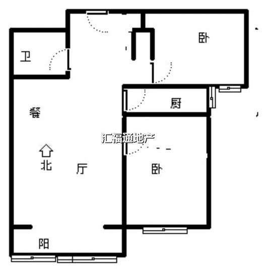 鹏渤印象城·牛津花园2室1厅1卫户型图