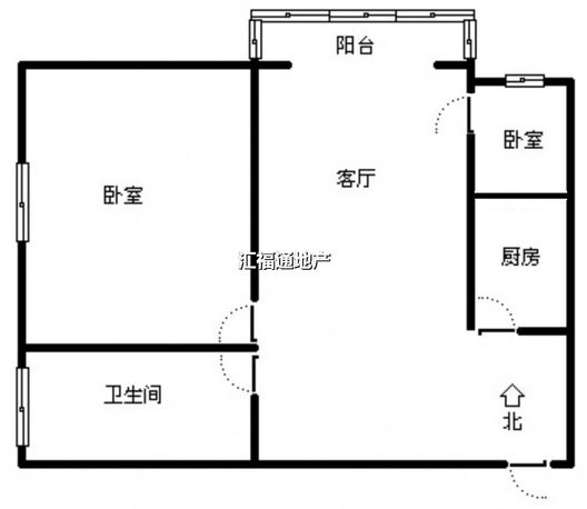 水岸花城2室1厅1卫户型图